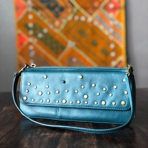 Emerald Green clutch with gold stud accents